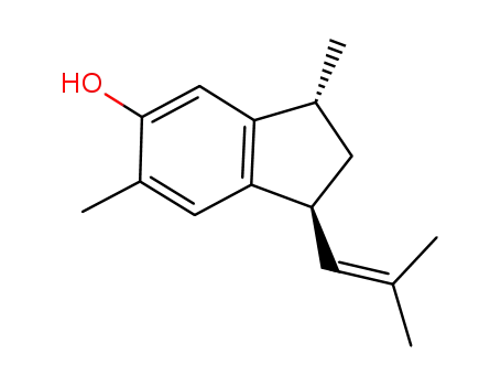 Molecular Structure of 70855-59-3 (1H-Inden-5-ol,2,3-dihydro-3,6-dimethyl-1- (2-methyl-1-propenyl)-,(1R,3S)-rel-(+)- )