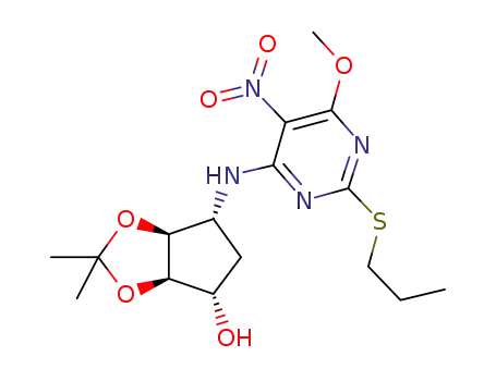 (3aR,4S,6R,6aS)-6-((6-methoxy-5-nitro-2-(propylthio)pyrimidin-4-yl)amino)-2,2-dimethyltetrahydro-3aH-cyclopenta[d][1,3]dioxol-4-ol