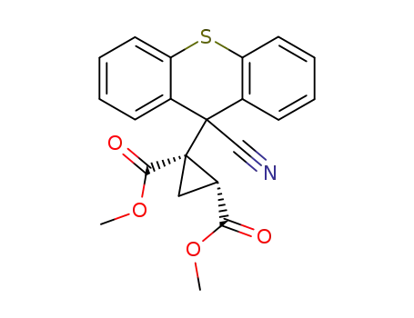 Molecular Structure of 66223-42-5 (1,2-Cyclopropanedicarboxylic acid, 1-(9-cyano-9H-thioxanthen-9-yl)-,
dimethyl ester, cis-)