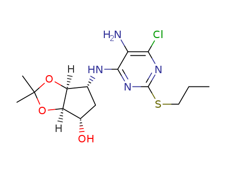 4H-Cyclopenta-1,3-dioxol-4-ol, 6-[[5-amino-6-chloro-2-(propylthio)-4-pyrimidinyl]amino]tetrahydro-2,2-dimethyl-, (3aR,4S,6R,6aS)-