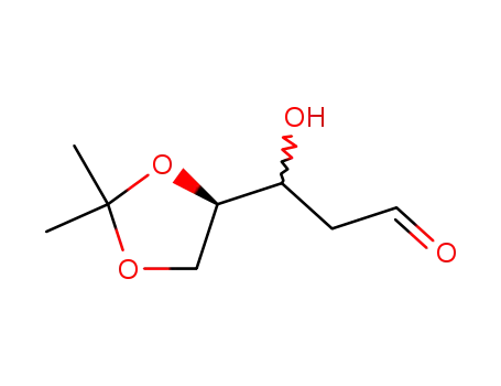 Molecular Structure of 74310-52-4 (3-((R)-2,2-Dimethyl-[1,3]dioxolan-4-yl)-3-hydroxy-propionaldehyde)