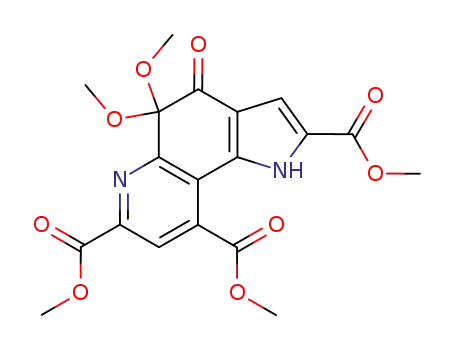 Molecular Structure of 78939-40-9 (5,5-Dimethoxy-4-oxo-4,5-dihydro-1H-pyrrolo[2,3-f]quinoline-2,7,9-tricarboxylic acid trimethyl ester)