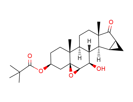 Molecular Structure of 82544-13-6 (5,6β-epoxy-7β-hydroxy-15β,16β-methylene-3β-pivaloyloxy-5β-androstan-17-one)
