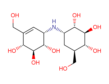 chiro-Inositol,1,5,6-trideoxy-5-(hydroxymethyl)-1-[[4,5,6-trihydroxy-3-(hydroxymethyl)-2-cyclohexen-1-yl]amino]-,stereoisomer (9CI)