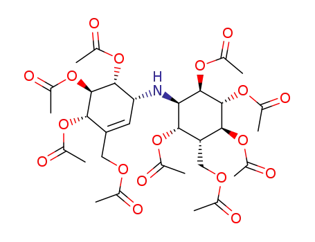 N-<(1SR)-(1,4,6/5)-4,5,6-trihydroxy-3-(hydroxymethyl)-2-cyclohexenyl>-(1SR)-(1,2,4/3,5,6)-2,3,4,6-tetrahydroxy-5-(hydroxymethyl)cyclohexylamine nonaacetate