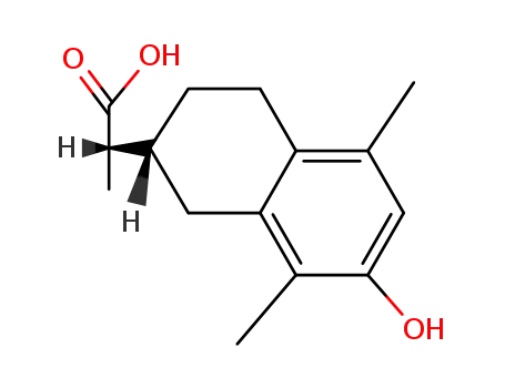 Molecular Structure of 13743-98-1 ((S)-2-((R)-7-Hydroxy-5,8-dimethyl-1,2,3,4-tetrahydro-naphthalen-2-yl)-propionic acid)