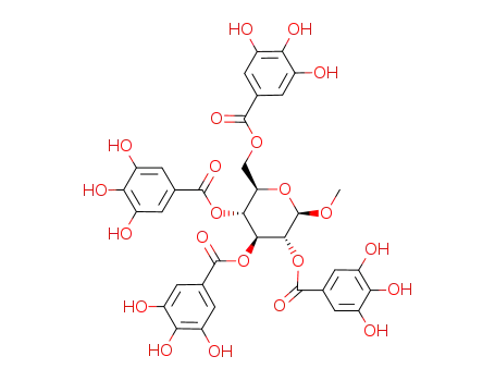 Molecular Structure of 52704-75-3 (methyl 2,3,4,6-tetra-O-galloyl-β-D-glucopyranoside)