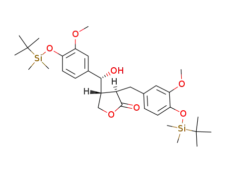 Molecular Structure of 689277-85-8 ((7'R,8R,8'R)-4,4'-bis(tert-butyldimethylsilanyloxy)-7'-hydroxy-3,3'-dimethoxylignano-9,9'-lactone)