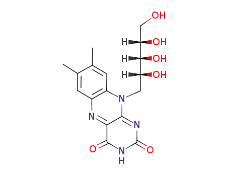 Molecular Structure of 482-11-1 (1-deoxy-1-(7,8-dimethyl-2,4-dioxo-3,4-dihydrobenzo[g]pteridin-10(2H)-yl)-L-arabinitol)
