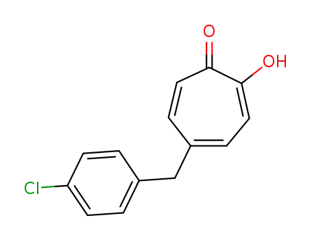 Molecular Structure of 77367-86-3 (5-(4-Chloro-benzyl)-2-hydroxy-cyclohepta-2,4,6-trienone)