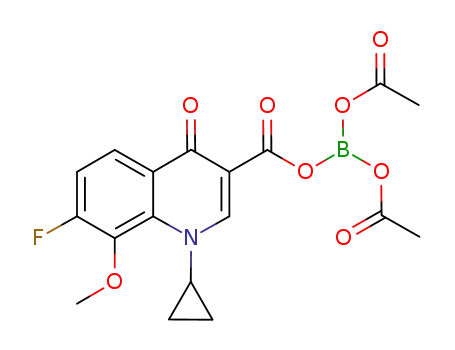 3-Quinolinecarboxylic acid, 1-cyclopropyl-7-fluoro-1,4-dihydro-8-methoxy-4-oxo-, anhydride with boric acid (H3BO3) (1:1), anhydride with acetic acid (1:2)