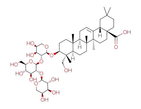 Molecular Structure of 102349-43-9 (Olean-12-en-28-oicacid, 3-[(O-a-L-arabinopyranosyl-(1®2)-O-b-D-glucopyranosyl-(1®2)-a-L-arabinopyranosyl)oxy]-23-hydroxy-, (3b,4a)-)