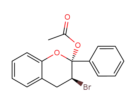 2H-1-Benzopyran-2-ol, 3-bromo-3,4-dihydro-2-phenyl-, acetate, trans-
