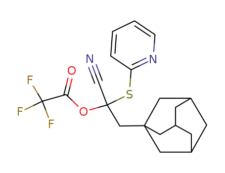 Molecular Structure of 144499-21-8 (Trifluoro-acetic acid 2-adamantan-1-yl-1-cyano-1-(pyridin-2-ylsulfanyl)-ethyl ester)