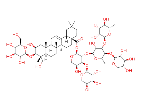 β-D-xylopyranosyl-(1->4)-[α-L-rhamnopyranosyl-(1->3)]-α-L-rhamnopyranosyl-(1->2)-[α-L-arabinopyranosyl-(1->3)]-α-L-arabinopyranosyl 3-O-β-D-glucopyranosyl-2β,3β,23-trihydroxyolean-12-en-28-oate