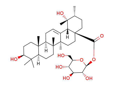 Molecular Structure of 83725-24-0 (Pomolic acid 28-O-beta-D-glucopyranosyl ester)
