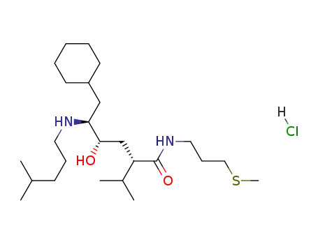 Molecular Structure of 192386-72-4 ([αS-(αR*,γR*,δR*)]γ-hydroxy-α-(1-methylethyl)-δ-[(4-methylpentyl)amino]-N-[3-(methylthio)propyl]cyclohexanehexanamide hydrochloride)