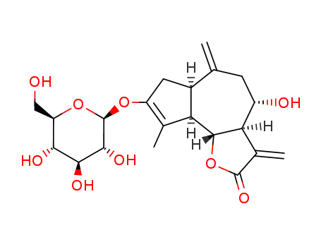 Molecular Structure of 100228-51-1 (Azuleno[4,5-b]furan-2(3H)-one,8-(b-D-glucopyranosyloxy)-3a,4,5,6,6a,7,9a,9b-octahydro-4-hydroxy-9-methyl-3,6-bis(methylene)-,(3aR,4R,6aR,9aR,9bR)- (9CI))