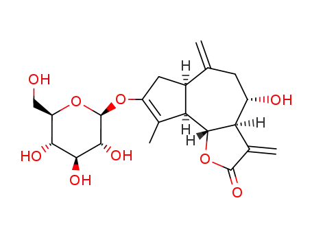 Molecular Structure of 100228-51-1 (Azuleno[4,5-b]furan-2(3H)-one,8-(b-D-glucopyranosyloxy)-3a,4,5,6,6a,7,9a,9b-octahydro-4-hydroxy-9-methyl-3,6-bis(methylene)-,(3aR,4R,6aR,9aR,9bR)- (9CI))