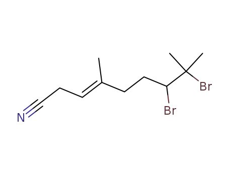 Molecular Structure of 59664-57-2 (3-Nonenenitrile, 7,8-dibromo-4,8-dimethyl-, (E)-)