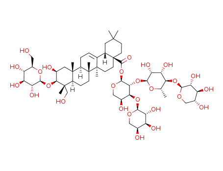 β-D-xylopyranosyl-(1->4)-α-L-rhamnopyranosyl-(1->2)-[α-L-arabinopyranosyl-(1->3)]-α-L-arabinopyranosyl 3-O-β-D-glucopyranosyl-2β,3β,23-trihydroxyolean-12-en-28-oate