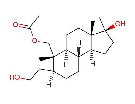 Molecular Structure of 624740-17-6 (Acetic acid (3S,3aS,5aS,6S,7S,9aR,9bS)-3-hydroxy-7-(2-hydroxy-ethyl)-3,3a,6-trimethyl-dodecahydro-cyclopenta[a]naphthalen-6-ylmethyl ester)