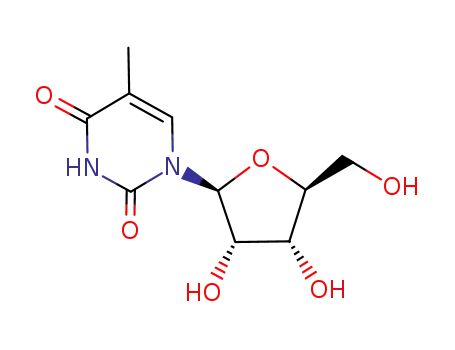 Molecular Structure of 26879-47-0 (5-Methyl-1-beta-L-ribofuranosyl-2,4(1H,3H)-pyrimidinedione)