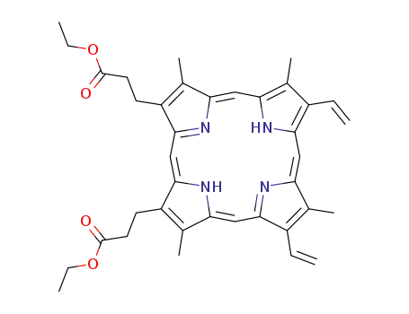 Molecular Structure of 7403-58-9 (21H,23H-porphine-2,18-dipropanoicacid,7,12-diethenyl-3,8,13,17-tetramethyl-, 2,18-diethyl ester)