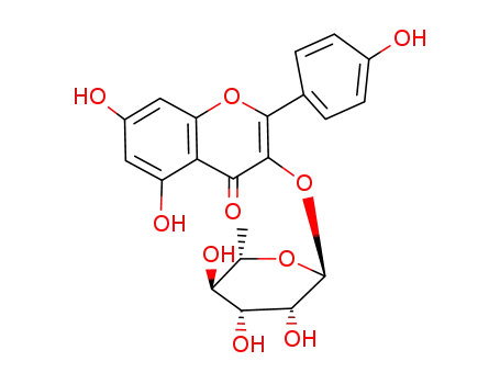 Molecular Structure of 482-39-3 (KAEMPFEROL 3-O-GLUCORHAMNOSIDE)