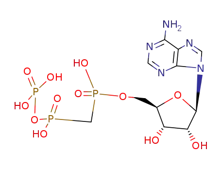 Molecular Structure of 7292-42-4 (adenosine 5'-[hydrogen [[hydroxy(phosphonooxy)phosphinyl]methyl]phosphonate])