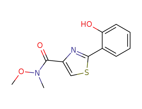 Molecular Structure of 828936-79-4 (4-Thiazolecarboxamide, 2-(2-hydroxyphenyl)-N-methoxy-N-methyl-)
