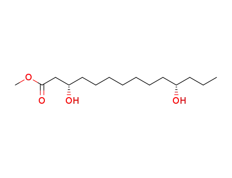 Molecular Structure of 132336-24-4 (methyl (3S,11S)-dihydroxytetradecanoate)