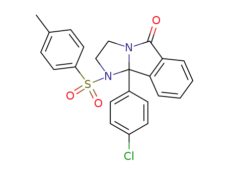 Molecular Structure of 22590-16-5 (9b-(4-chlorophenyl)-1,2,3,9b-tetrahydro-1-[4-Methylphenyl)sulfonyl]-5H-iMidazo[2,1-α]isoindol-5-one)