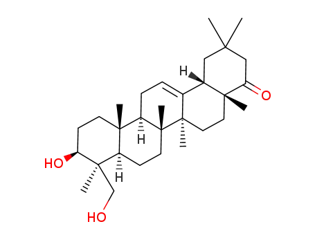 Molecular Structure of 6750-59-0 ((4aR,6aS,6aS,6bR,9S,10S,12aR,14bS)-10-hydroxy-9-(hydroxymethyl)-2,2,4a,6a,6b,9,12a-heptamethyl-3,5,6,6a,7,8,8a,10,11,12,13,14b-dodecahydro-1H-picen-4-one)