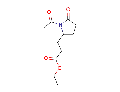 Molecular Structure of 117169-25-2 (N-acetyl-5-oxo-2-pyrrolidine propanoic acid ethyl ester)