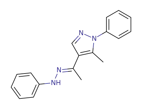 Molecular Structure of 106659-97-6 (Ethanone, 1-(5-methyl-1-phenyl-1H-pyrazol-4-yl)-, phenylhydrazone)