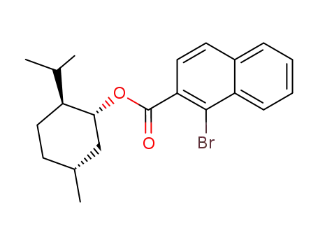 Molecular Structure of 76373-12-1 (2-Naphthalenecarboxylic acid, 1-bromo-,
(1R,2S,5R)-5-methyl-2-(1-methylethyl)cyclohexyl ester)