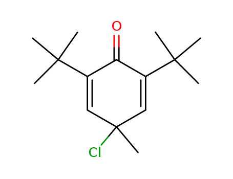Molecular Structure of 19487-11-7 (2,6-di-tert-butyl-4-chloro-4-methylcyclohexa-2,5-dien-1-one)