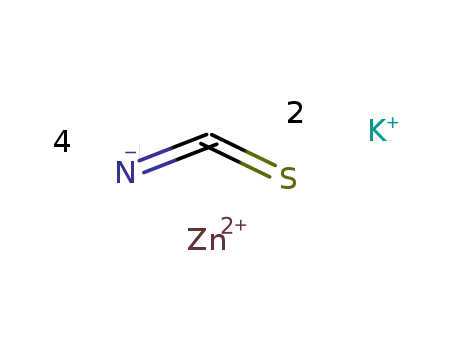 2K<sup>(1+)</sup>*Zn<sup>(2+)</sup>*4NCS<sup>(1-)</sup>=K<sub>2</sub>{Zn(NCS)4}