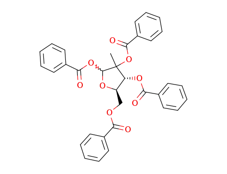 Molecular Structure of 30361-19-4 (1,2,3,5-Tetra-O-benzoyl-2C-methyl-D-ribofuranose)