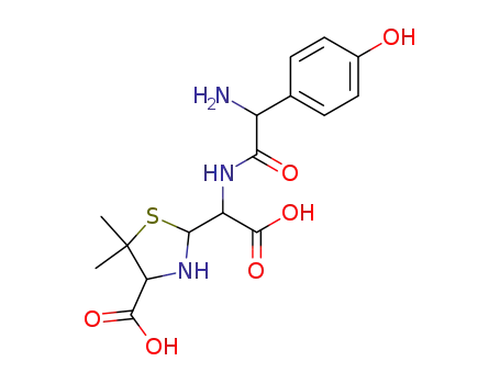 Molecular Structure of 57457-65-5 ((4<i>S</i>)-2<i>t</i>-{(<i>R</i>)-[(<i>R</i>)-2-amino-2-(4-hydroxy-phenyl)-acetylamino]-carboxy-methyl}-5,5-dimethyl-thiazolidine-4<i>r</i>-carboxylic acid)