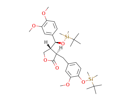 (-)-(2S,5S)-4-[(tert-butyldimethylsilanyloxy)-(3,4-dimethoxyphenyl)methyl]-3-[4-(tert-butyldimethylsilanyloxy)-3-methoxybenzyl]dihydrofuran-2-one