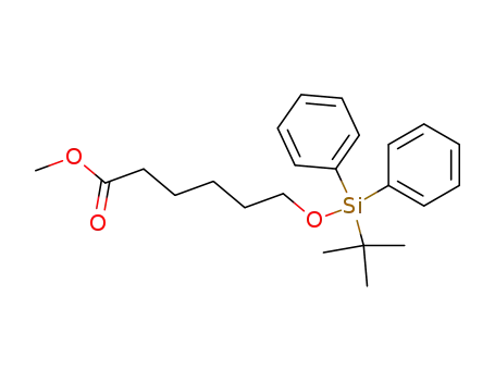 Molecular Structure of 146830-59-3 (Hexanoic acid, 6-[[(1,1-dimethylethyl)diphenylsilyl]oxy]-, methyl ester)