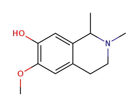 Molecular Structure of 19641-12-4 (6-methoxy-1,2-dimethyl-1,2,3,4-tetrahydroisoquinolin-7-ol)