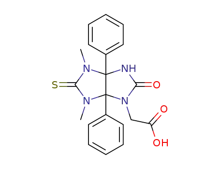 Molecular Structure of 1350618-18-6 ((4,6-dimethyl-2-oxo-3a,6a-diphenyl-5-thioxooctahydroimidazo[4,5-d]imidazol-1-yl)acetic acid)