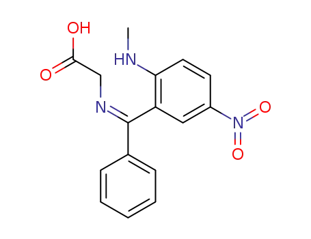 Molecular Structure of 102725-60-0 ({[1-(2-Methylamino-5-nitro-phenyl)-1-phenyl-meth-(Z)-ylidene]-amino}-acetic acid)