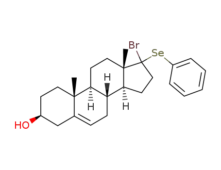 Molecular Structure of 114474-49-6 (17-bromo-3β-hydroxy-17-selenophenylandrost-5-ene)