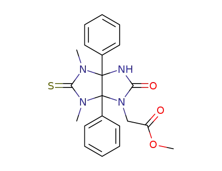 Molecular Structure of 1350618-20-0 (methyl (4,6-dimethyl-2-oxo-3a,6a-diphenyl-5-thioxooctahydroimidazo[4,5-d]imidazol-1-yl)acetate)