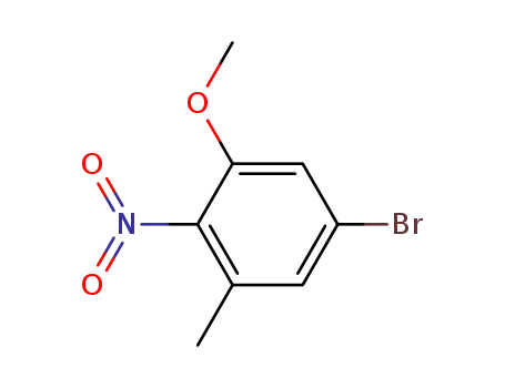 Molecular Structure of 93796-85-1 (Benzene, 5-bromo-1-methoxy-3-methyl-2-nitro-)