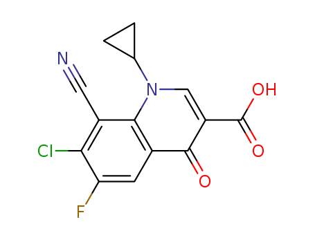 Molecular Structure of 117528-65-1 (3-Quinolinecarboxylic acid,
7-chloro-8-cyano-1-cyclopropyl-6-fluoro-1,4-dihydro-4-oxo-)